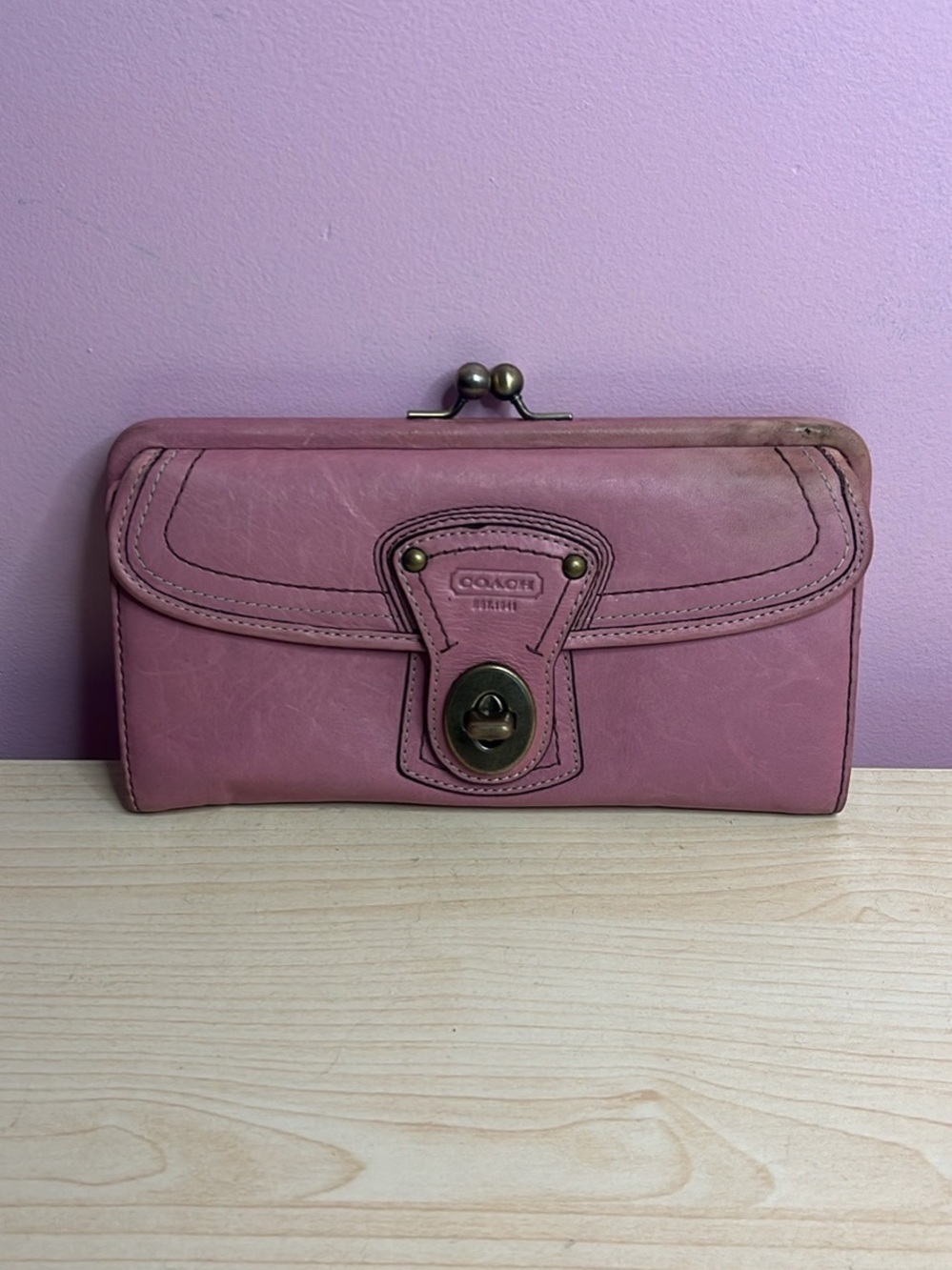 Coach Pink Legacy Turnlock Wallet